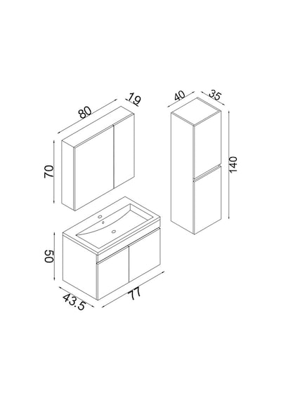 Teta Home Tokyo 80 Cm Mdf Banyo Dolabı Seti +boy Dolabı Teak-beyaz Teak - Beyaz