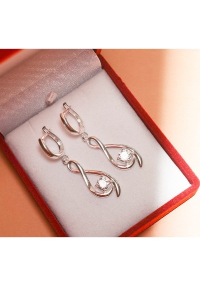 Brezza Lusso Jewelry 925 Ayar Gümüş Sonsuzluk Sallantılı Bayan Küpe