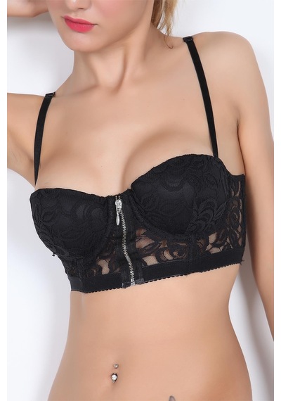 Doremi Miorre Push-up Dolgulu Dantelli Çapraz Askılı Fermuarlı Büstiyer 001