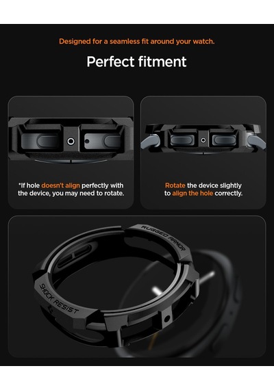 Galaxy Watch 9/8 40mm İle Uyumlu Kılıf Rugged Armor Matte Black - Acs10004 Çok Renkli