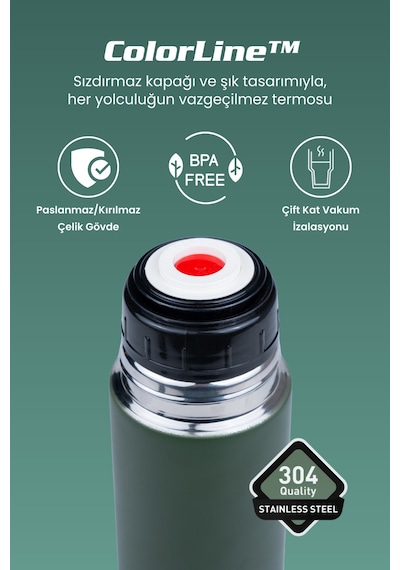 Colorline 750 Ml Paslanmaz Çelik Termos Yeşil Ckr2022