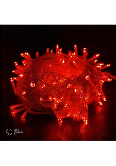 Mor Renk Yılbaşı Ağacı Doğum Günü Parti Led Işık 8 Animasyonlu 100 Ledli 10 Metre Fişli - Kırmızı