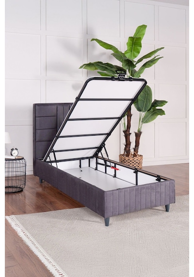 Premium Bamboo Sleepy Üçlü Set Gri Baza Başlık Yatak 120 x 200