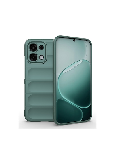 Maks Technology Oppo A6 Pro Uyumlu Kılıf Esnek Tpu Oyuklu Arka Yüzey Tasarımlı Mkst Etnik Silikon Kapak - Koyu Yeşil