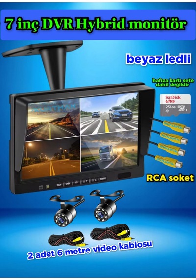 2 Adet Beyaz Ledli Kelebek Kamera Ve 7 İnç Dvr Monitör Seti