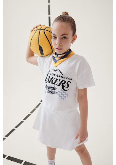Defacto Kız Çocuk Nba Los Angeles Lakers Bisiklet Yaka Kısa Kollu Tişört E7632a825hser98 Ekru