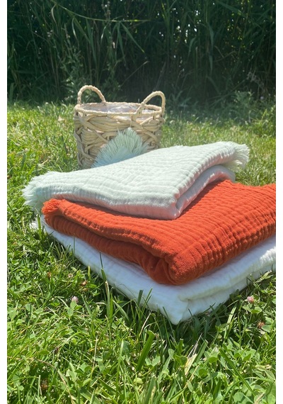 Babywom 4 Katlı Müslin Bebek-Çocuk Battaniyesi 110X110Cm Kiremit