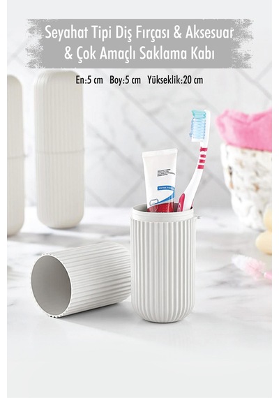 Beyaz Seyahat Tipi Diş Fırçası & Aksesuar Kutusu & Çok Amaçlı Saklama Kabı Renkli