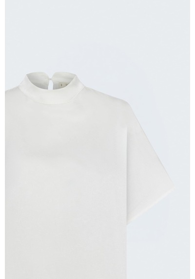 Sateen Yarasa Kol Bluz - Ekru-137867