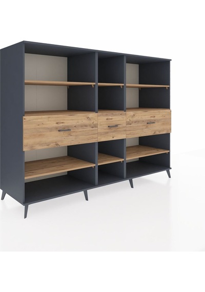 Kronos Dolap 9 Raflı 3 Çekmeceli 220x59x163 Antrasit-çam Antrasit-çam Kronos Dolap 9 Raflı 3 Çekmeceli 220x59x163 Antrasit-çam Antrasit-çam