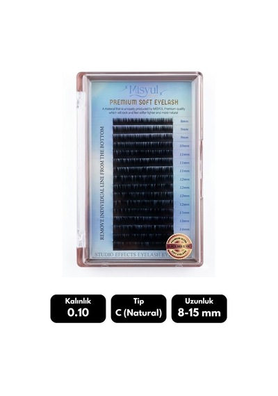 Misyul 0.10c Natural Kıvrım Mix Soft Eyelash Doğal İpek Kirpik 8-15 Mm 16'lı