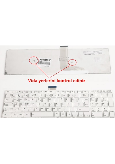Toshiba Uyumlu Satellite S50-A Notebook Klavye Beyaz Çerçeveli