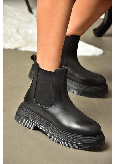 Fox Shoes R555235103 Siyah Hakiki Deri Kadın Bot Siyah-hakiki Deri Siyah