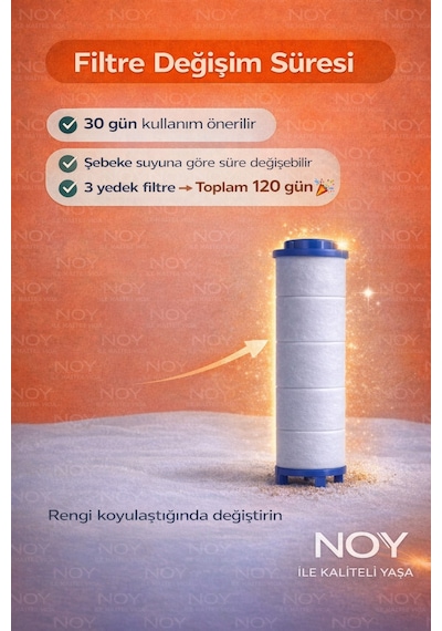 Duş Başlığı Filtreli Duş Başlığı Seti Kireç Önleyici Arıtmalı Duş Filtresi + 3 Yedek Filtre Beyaz