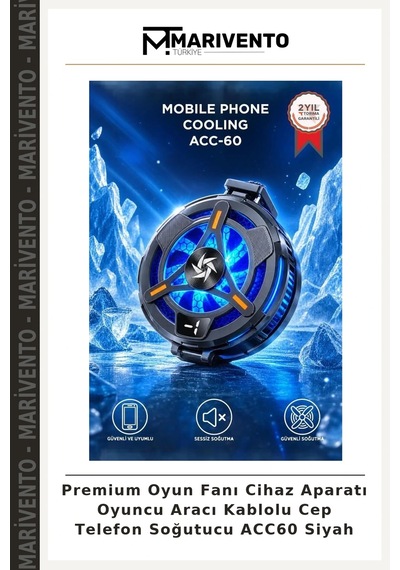 Premium Oyun Fanı Cihaz Aparatı Oyuncu Aracı Kablolu Cep Telefon Soğutucu Acc60 Siyah