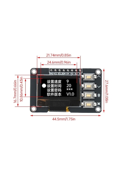 0.96 İnç 128x64 I2c Oled Ekran Modülü - 4 Butonlu Ssd1315 Beyaz Grafik Lcd Ekran Arduino Uyumlu