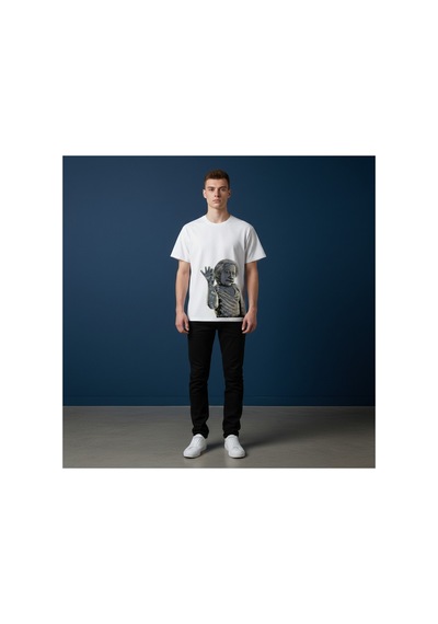 Urbantrendstore Unisex Albert Einstein Oversize Fit Rahat Geniş Salaş T-shirt Günlük Tişört Beyaz