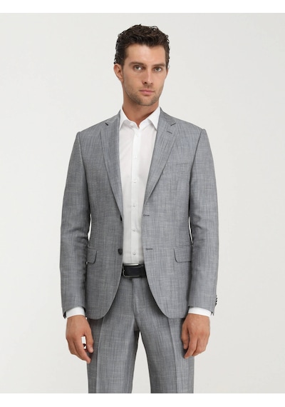 Kip Mavi Desenli Modern Fit Takım Elbise Çok Renkli