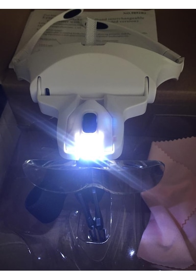 Büyüteç Gözlük Tipli Kafa Mercek Lup Led Işıklı 5 Camlı
