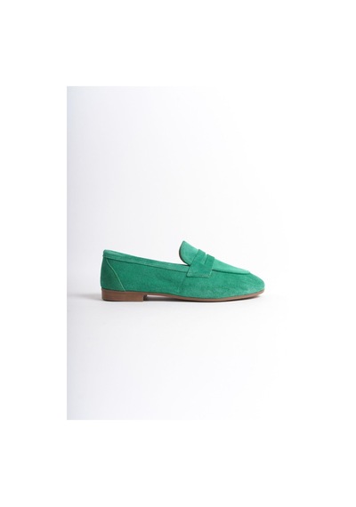 Mubiano Hakiki Deri Collection Kadın Süet Loafer & Babet Yeşil -mcmng2103-y Yeşil