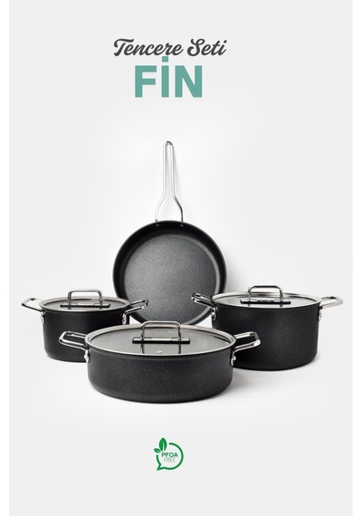 Fin 7 Parça Set 18-22 Cm Derin, 26 Cm Basık, 26 Cm Tava Siyah