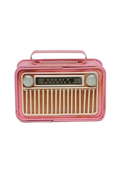 Dekoratif Metal Radyo C1322 Pembe Renk 1 Ad