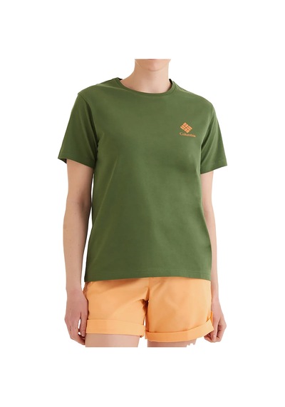 Columbia Csc Stacked Mini Gem Logo Kadın Kısa Kollu Tişört-3376 Ladin Yeşili Yeşil