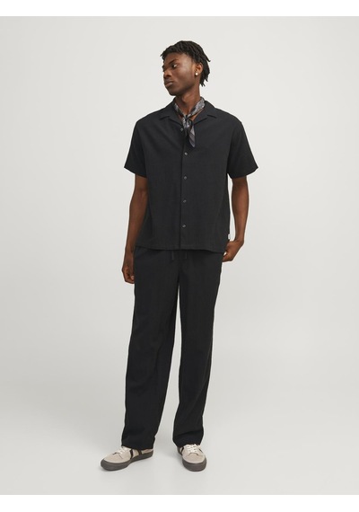 Jack & Jones Erkek Düz Renk Dügme Kapamali Gömlek - Luke - 12255781 Black