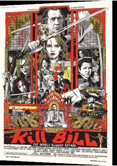 kill bill sinema afişi retro ahşap poster
