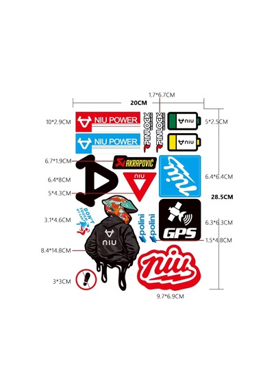 Araba, Motosiklet, Bisiklet, Kask Sponsor Sticker Seti, Çıkartma Etiketi A8050 Model Siyah