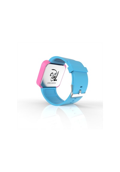 Cool Watch Saat - Pembe Led Kasa - Turkuaz Kayış Unisex