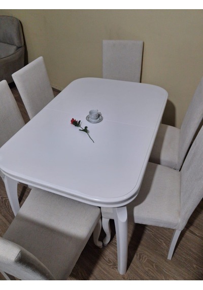 Masa Sandalye 90645 Muz Model Kayın Muz Açılır Parlak Lake Beyaz Giydirme Sandalye Beyaz