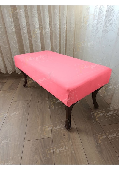 Ayak Ucu Kapı Önü Antre Düz Bench Puf Orta Sehpa Ceviz Ayak 100 45 Pembe