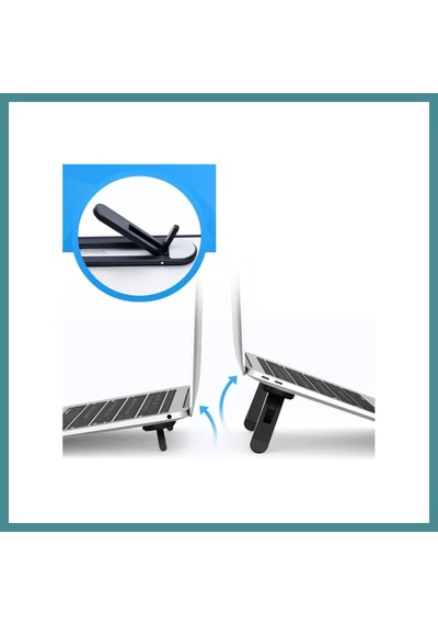 Bezos 2 Kademeli Katlanabilir Ve Yapışkanlı Laptop Standı Siyah Mac