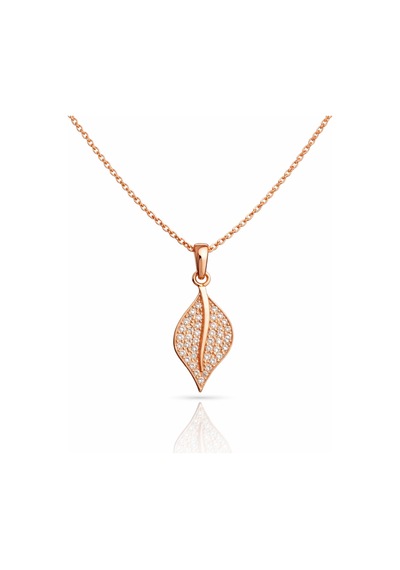 Çekirdekjewelry 925 Ayar Gümüş Rose Kaplama Minik Yaprak Kolye Pembe