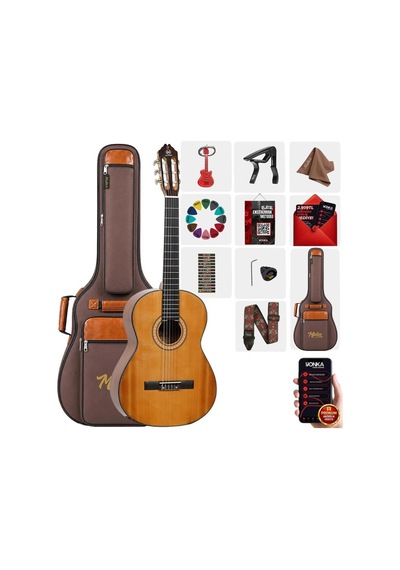 Maxword X51 Profesyonel Masif Ağaç Klasik Gitar Seti Natural 4/4 Üst Segment