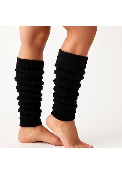 Kadın Triko Tozluk Yumuşak Esnek Diz Altı Bacak Isıtıcı Leg Warmers Siyah