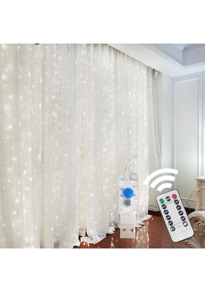 Mor 300 Led Perde Işıkları Dize 3m 3m Usb İle Çalışan Su Geçirmez Pırıltı Duvar Işıkları Mor