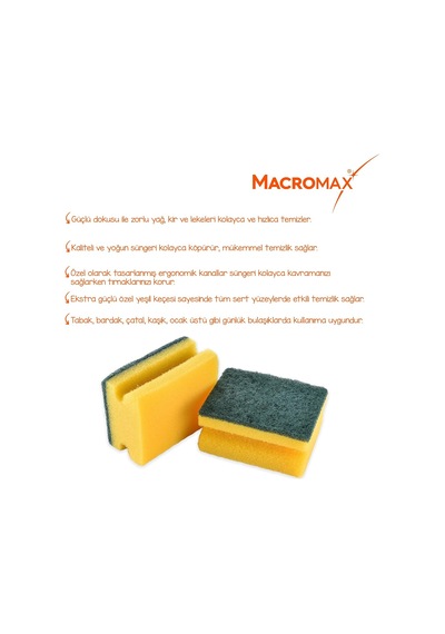 Tırnak Koruyuculu Bulaşık Süngeri 8 Li Paket Ergonomik Yeşil Klasik Sünger