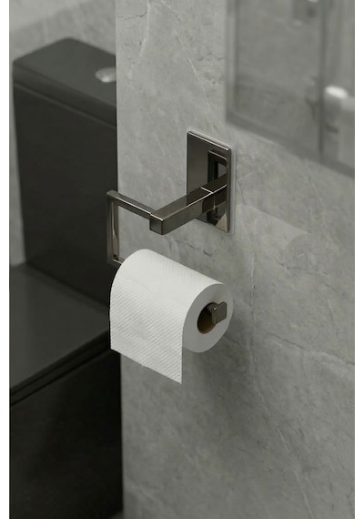 Zift Unique 304 Paslanmaz Çelik Füme Titanyum Tuvalet Kağıdı Askısı Yapışkanlı , Wc Kağıdı Tutacağı Parlak Lüks