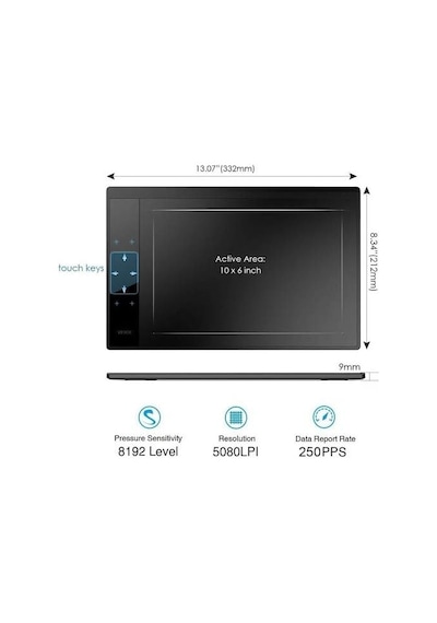 A30 V3 10x6" 16384 Yüksek Basınç Hassasiyetli Profesyonel 5080 Lpı Grafik Tablet + Kalem