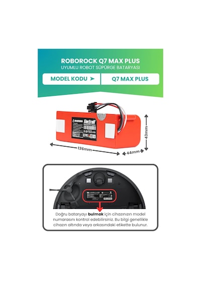 Roborock Q7 Max Plus Uyumlu Batarya 6400mah Pil