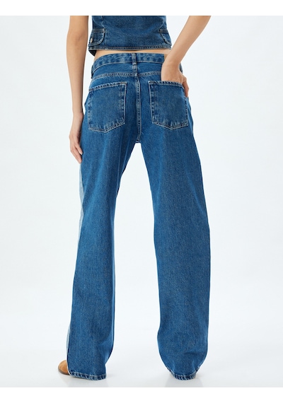 Koton Düz Paça Kot Pantolon Renk Bloklu Yüksek Bel Düğmeli Pamuklu - Longer Straight Fit Jean Orta İndigo 5wal40194md Indigo İndigo Koton Düz Paça Kot Pantolon Renk Bloklu Yüksek Bel Düğmeli Pamuklu - Longer Straight Fit Jean Orta İndigo 5wal40194md Indigo İndigo
