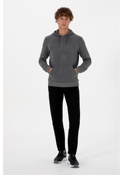 U.S. Polo Assn. Erkek Regular Fit Kapüşonlu Antrasit Melanj Basic Sweatshirt 50315663-VR081