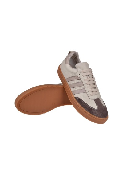 Floor Hakiki Deri Kadın Spor Ayakkabı Sneaker Mak-3020 Vizon Vizon
