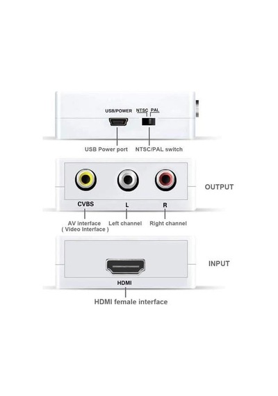 Hdmı To Rca Tos Av Çevirici Dönüştürücü Tüplü Tv Av Video Adaptör 4552