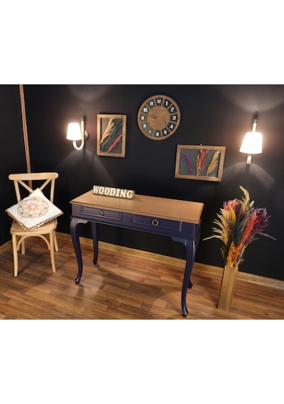 Wooding 100 Cm Çekmeceli Masif Lacivert Naturel Dresuar (548588024) Lacivert