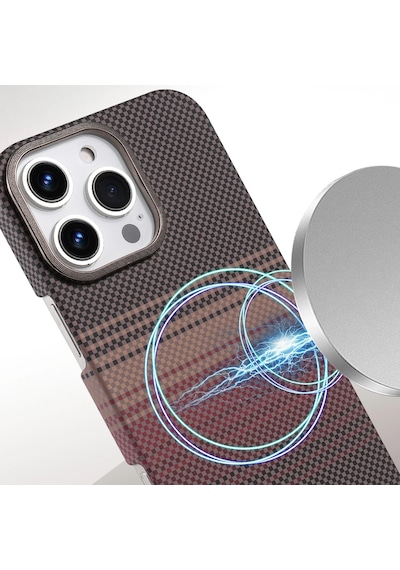 Apple Uyumlu iPhone 16 Pro Max Kılıf Vega Magsafe Karbon Desen Kapak Çöl
