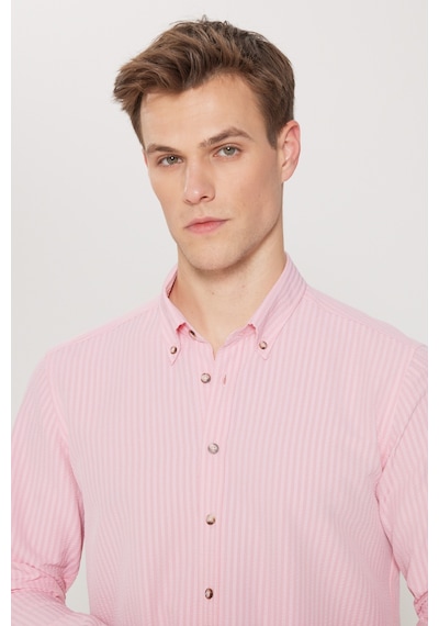 AC&Co / Altınyıldız Classics Erkek Pembe Slim Fit Dar Kesim Düğmeli Gömlek Yaka Uzun Kollu Gömlek Pembe AC&Co / Altınyıldız Classics Erkek Pembe Slim Fit Dar Kesim Düğmeli Gömlek Yaka Uzun Kollu Gömlek Pembe