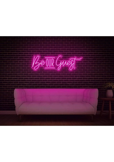 Be Our Guest Yazılı Neon Tabela Pembe
